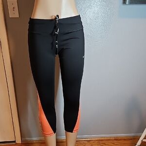 Nike Black and Orange Women's Capris